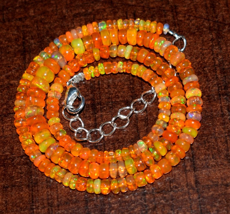 16″Natural ethiopian Opal Welo Fire Opal Gemstone Beads Necklace Black Friday N