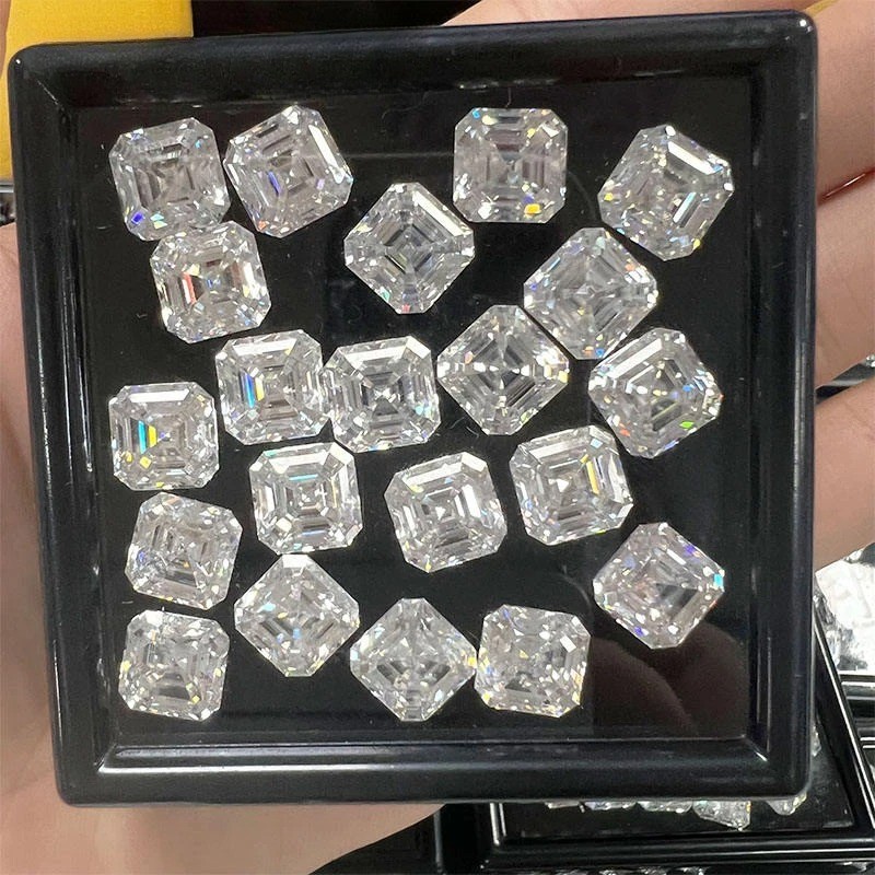 Hot Sale Asscher Cut 0.15-10ct Sparkling Moissanite Loose D Color VVS1 GRA gallery