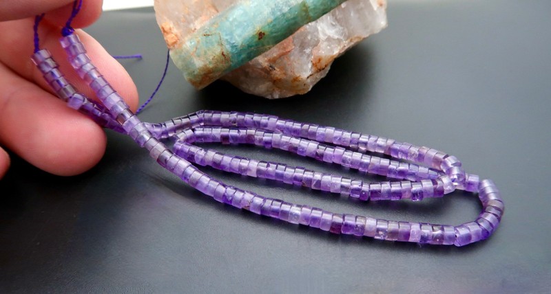 ALL NEW GORGEOUS RARE FANCY POLISHED PURPLE AMETHYST BEADS – 67.40cts – AAAAA+