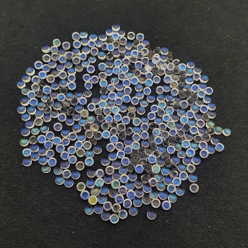 Natural Rainbow Moonstone Round Cabochon Loose Gemstone Lot 53 Pcs 2.50 MM 5 CT