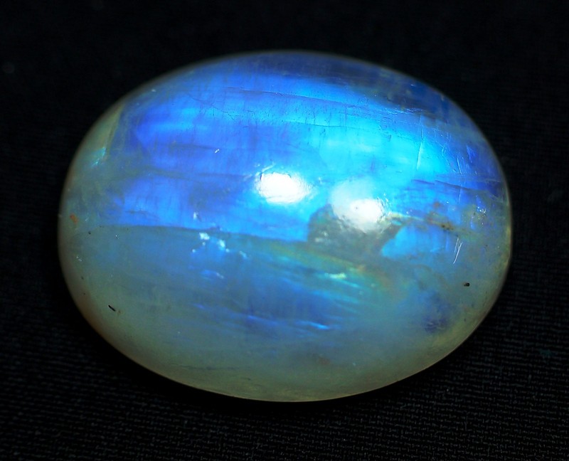 35 Ct 9X19X24 mm Natural Blue Fire Rainbow Moonstone Oval Cabochon Gems RQ-90