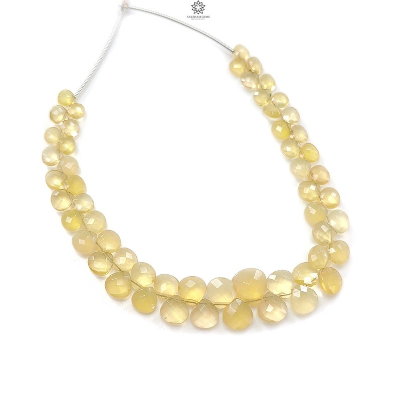 28.60cts Natural Yellow Opal Gemstone Trillion Both Side Faceted Beads 5mm - 9mm gallery