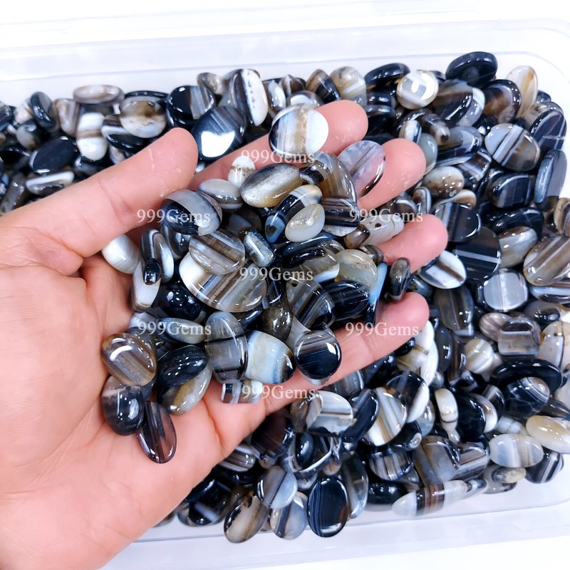 20 Pcs Natural AAA Black Banded Mix Shape Cabochon Gemstone Lot 10-20mm
