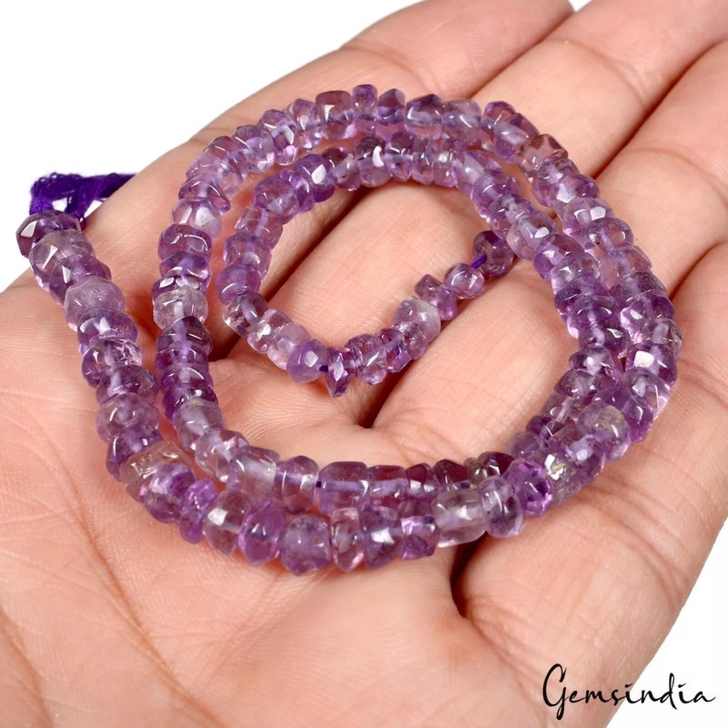 73.80 Cts Natural Purple Amethyst Quartz Gems Drilled Round Cut Beads Strand 13″