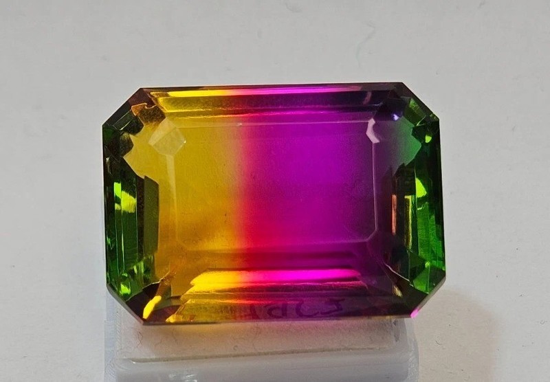 Awesome Bi-Colour Tourmaline Emerald Cut 79+Ct Natural Certified Loose Gemstone gallery