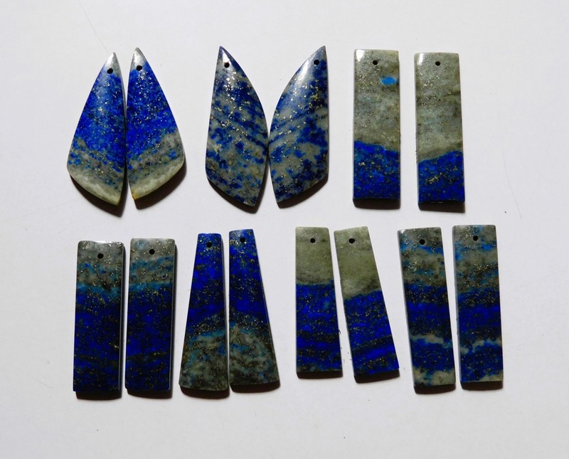 260.15 Cts Natural Lapis Lazuli Drilled Pair 07 Lot Loose Cabochon Gemstone 4