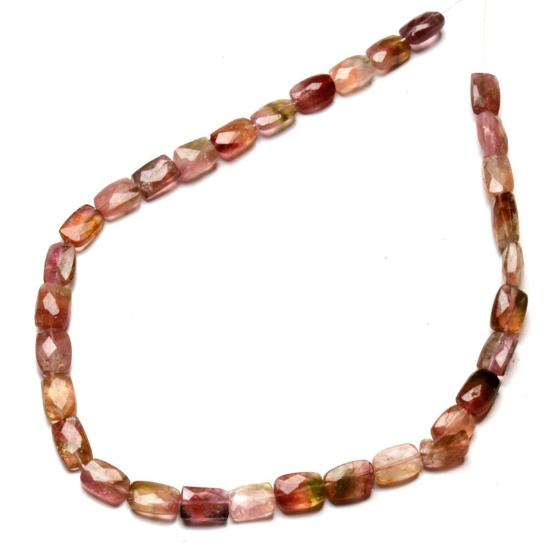 Natural Bicolor Tourmaline Gems 8 mm Size Faceted Nugget Beads 10″ Strand