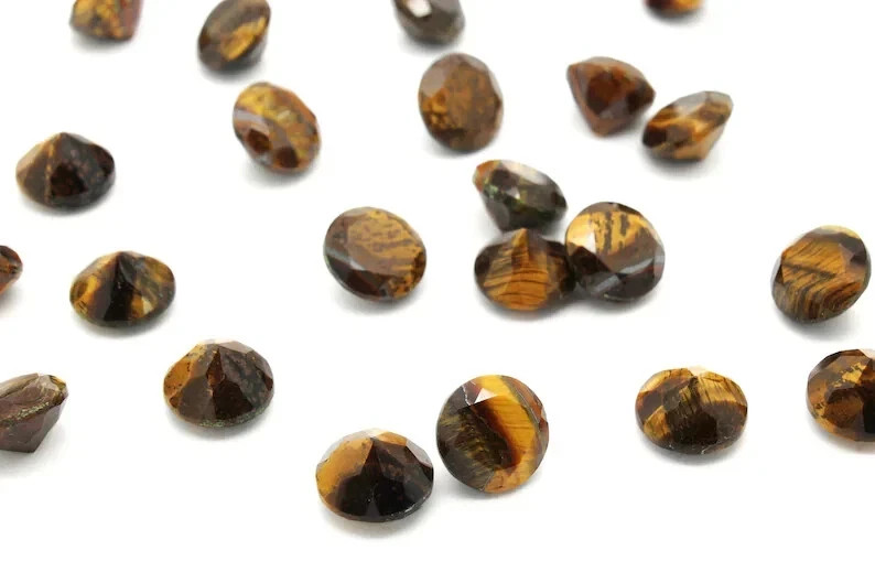AAA+ Natural Top Quality Tiger Eye Faceted Round Shape Loose Gemstone gallery