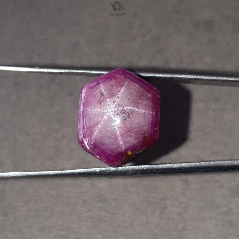 47.00ct Natural Star Ruby Gemstone Wand Hexagon Healing Crystal Specimen 22*16mm