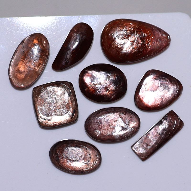 Inner Shine 9 PC Natural Gem Lepidolite 15mm-27mm Rare Cabochon Gemstones Parcel gallery