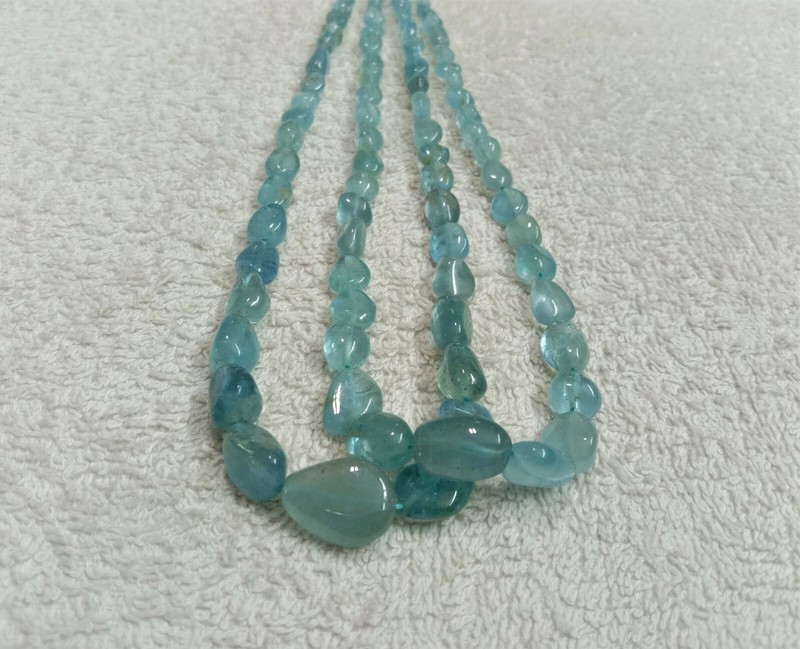 17"Inches 100%!! Natural Aquamarine blue-Colour tumble beads...uneven shape.. gallery