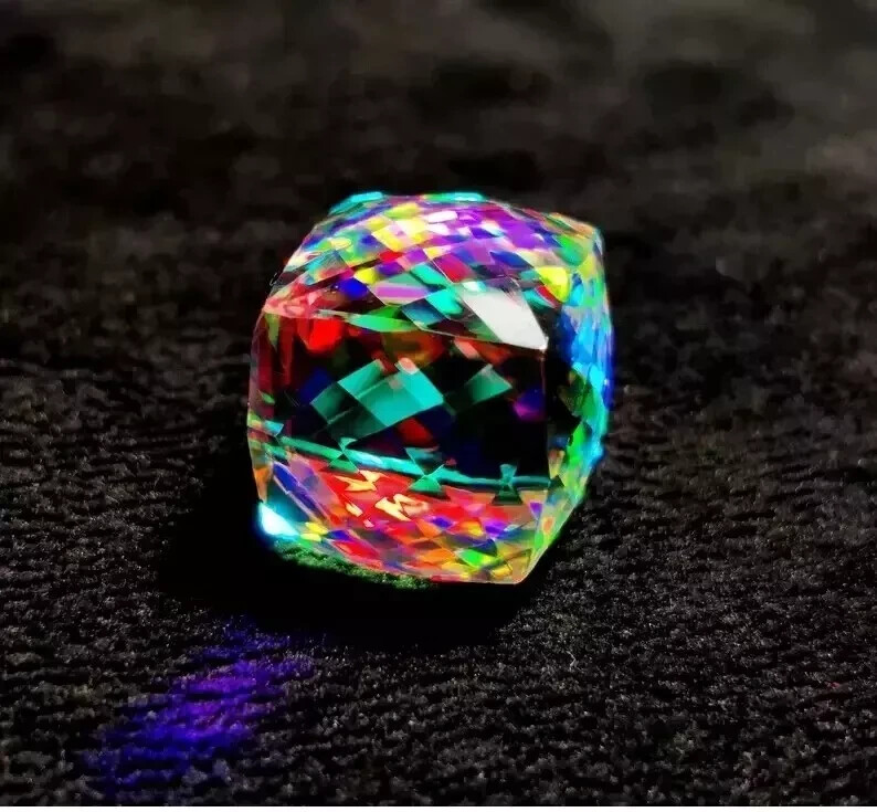 AAA 50 Ct Natural Mystic Topaz Rainbow Color Cube Certified Loose Gemstone