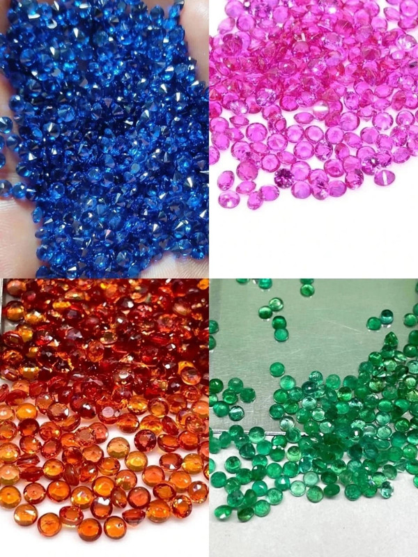 Natural 4 mm 50 Pcs Mixed Lot– Green ,Blue, Pink &Orange Sapphire (25 Pcs Each) gallery