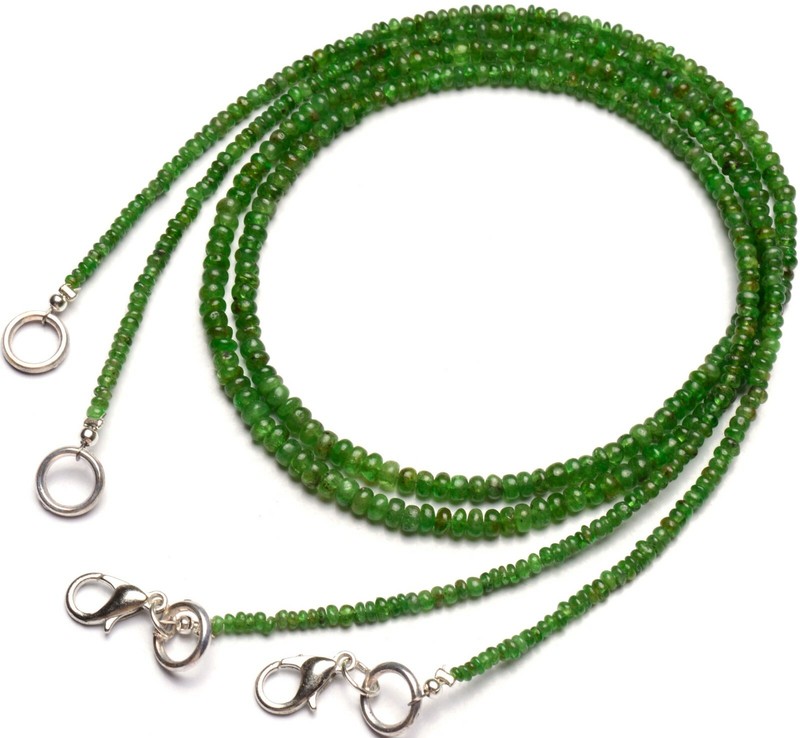 Natural Gem Tsavorite 2 to 4mm Smooth Rondelle Beads Necklace 16″ Green Garnet