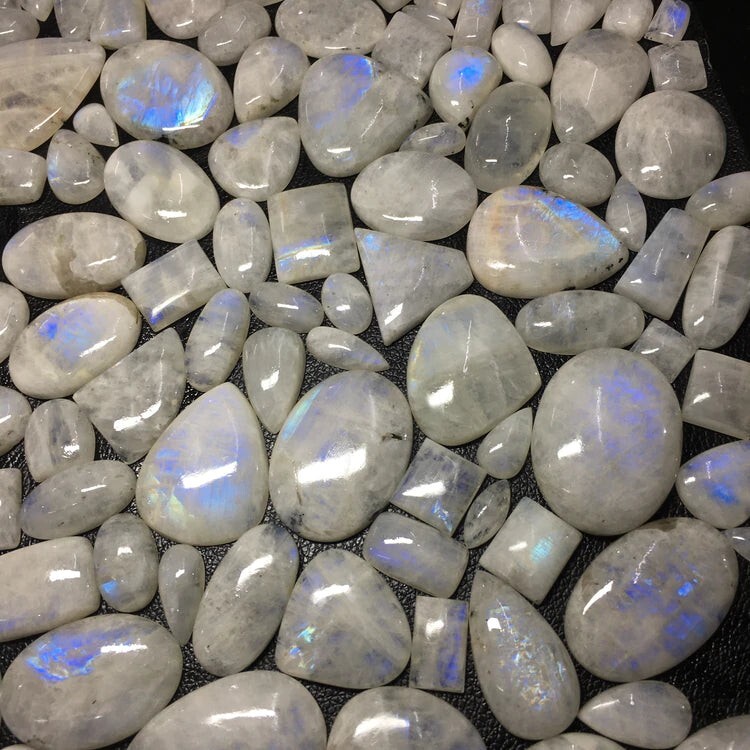 Natural Rainbow Moonstone Loose Designer Cabochon Gemstone