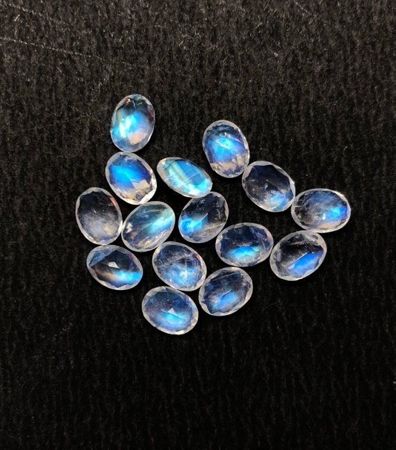 8x10mm Rainbow Moonstone Natural Oval Faceted Cut Loose Gemstone