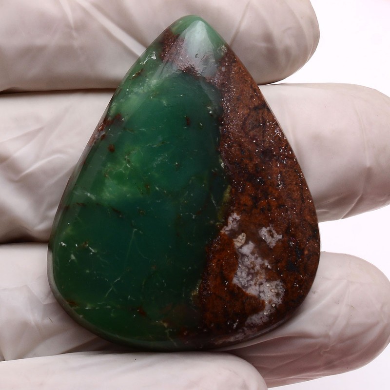 Breath Of Earth~ 90.00 Cts Natural Chrysoprase 43mmx35mm Pear Cabochon Gemstone
