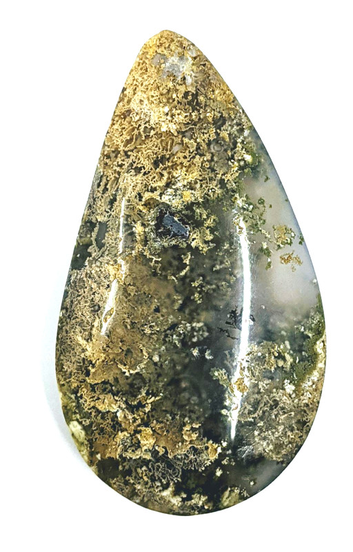 52.9ct Natural Moss Agate Pear Cabochon Landscape Untreated, Unheated