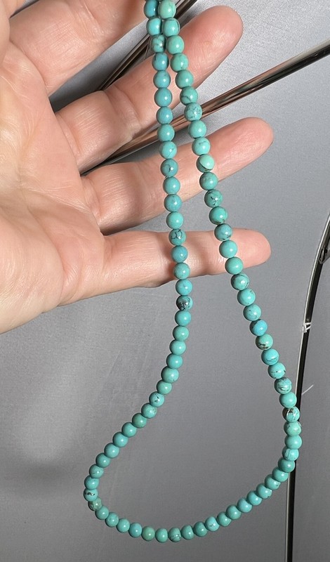 Pilot Mountain Turquoise 4mm Bead Strand 50 Carats