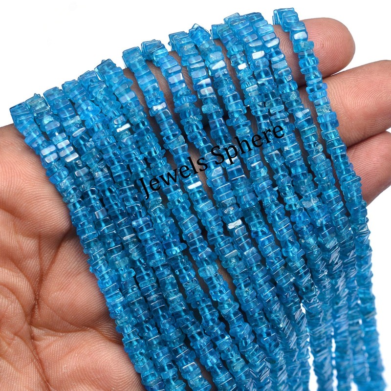 AAA Quality Natural Blue Apatite Smooth Square Beads, 4 mm To 6 mm, Blue Apatite gallery
