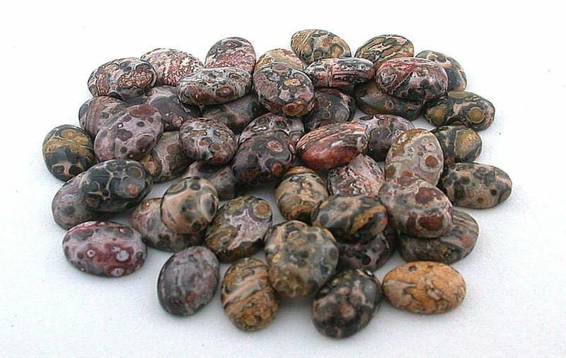 FIFTY 13.5mm to 14mm Length x 9.5mm to 10mm Width Oval Leopardskin Jasper Cab