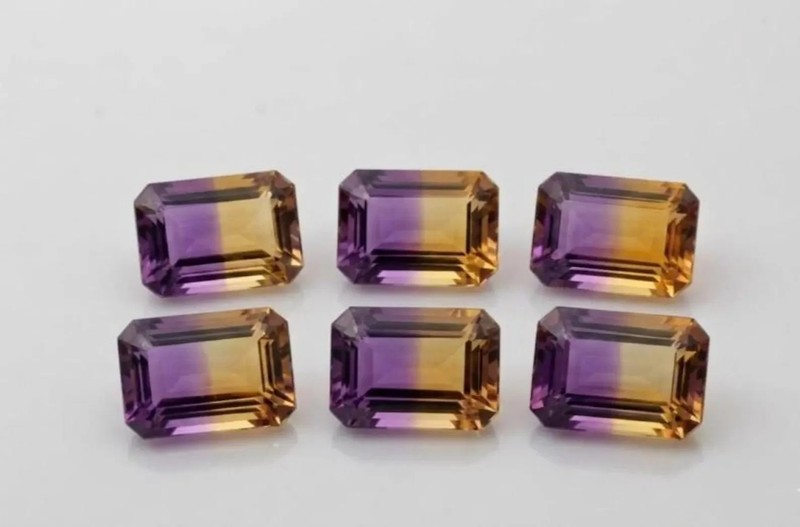6x8MM Flawless Bi-Color Ametrine, Emerald Cut VVS1 Clarity Gemstone 6PCS Lots