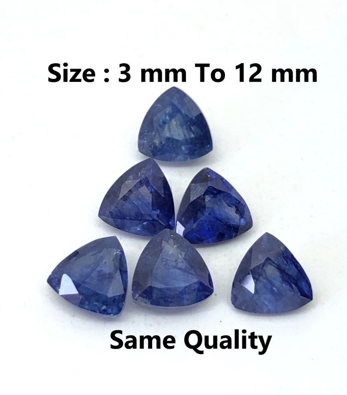 Blue Sapphire Trillion Size 3mm, 4mm, 5mm, 6mm, 7mm, 8mm, 9mm, 10mm, 11mm & 12mm
