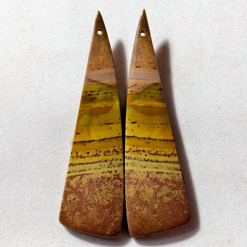 80 Cts Natural Cherry Creek Jasper Drilled Pair Cabochon Gemstone 63.5 X 18.1 MM