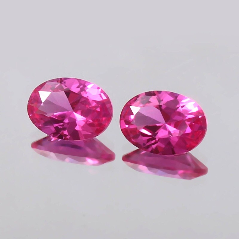AAA 7×5 MM Natural Flawless Ceylon Pink Sapphire Loose Oval Gemstone Cut Pair