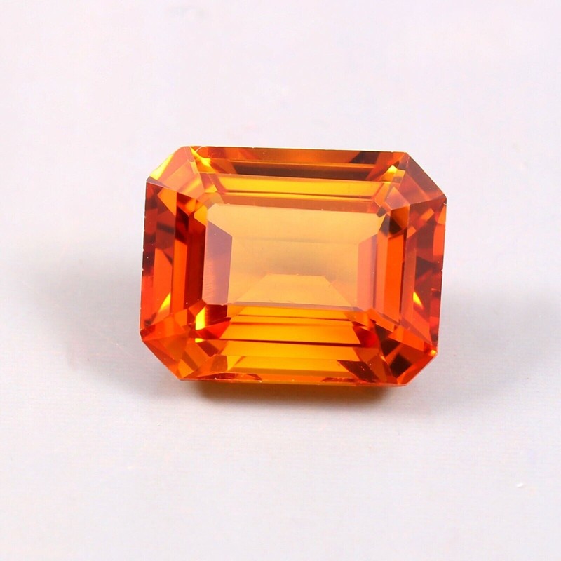 AAA 12x9MM Natural Ceylon Orange Fanta Sapphire Emerald Cut Loose Gemstone