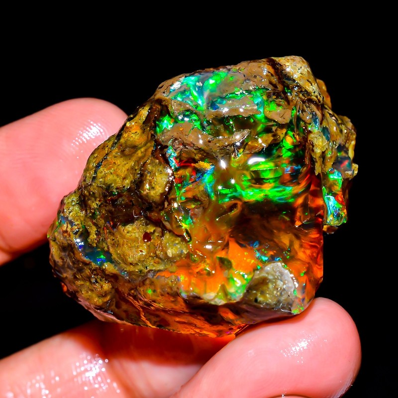 96 Carat Natural Ethiopian Oil Opal Raw, Opal Rough, Multi Fire Opal Gemstone,