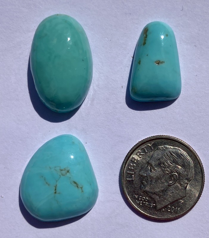ARIZONA KINGMAN TURQUOISE RING SIZE CABOCHONS 3 CABS 30 CARATS KT320