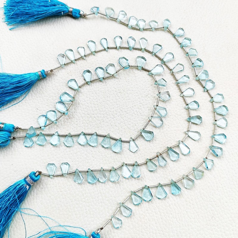 Natural Blue Topaz Gemstone 8 to 9 mm Size Faceted Beads 8.5 Inch Strand gallery