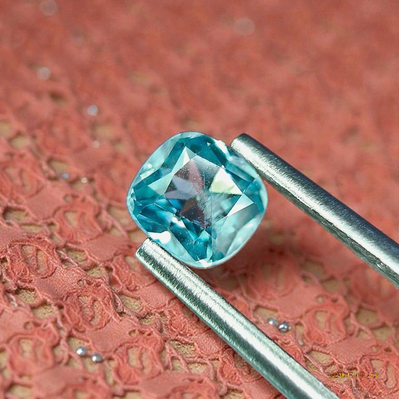 Natural Blue Zircon 1.25ct Cushion Cut Ratanakiri Cambodia Gentle Heated Loose G gallery