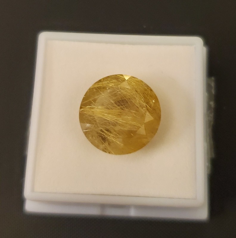 New In Box Rutilated Quartz Gemstone 10.10Ct 16mm Round gallery