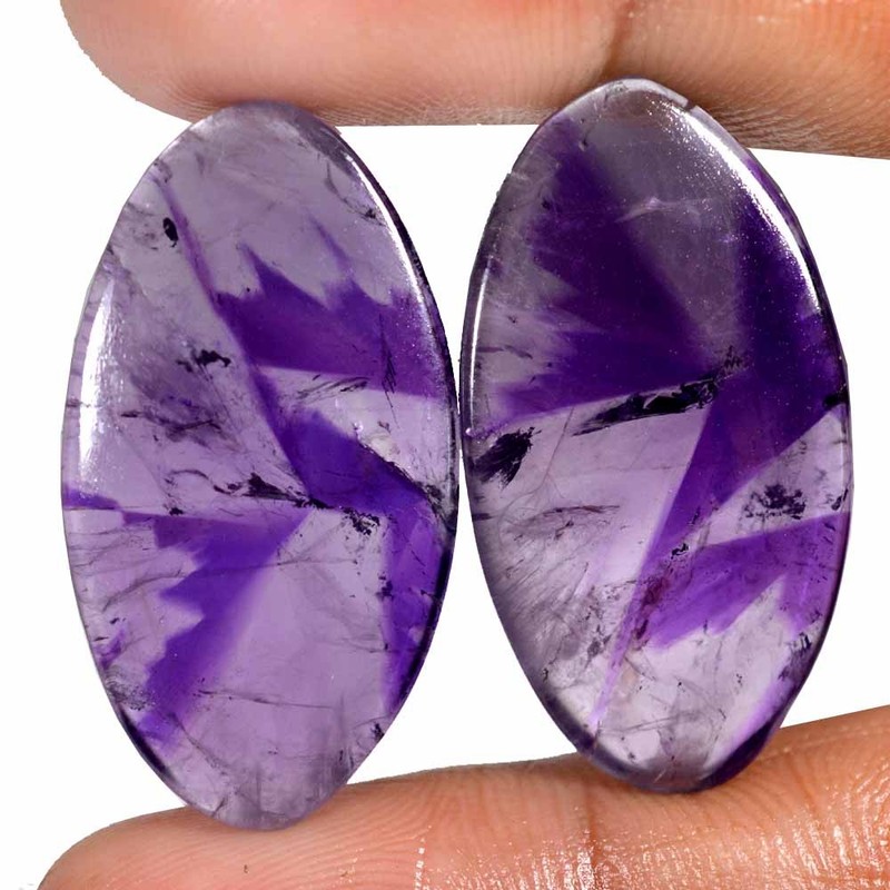 50.70 Cts 100% Natural Amethyst Star Pair Cabochon 17 x 33 x 04 mm Gemstone SB03
