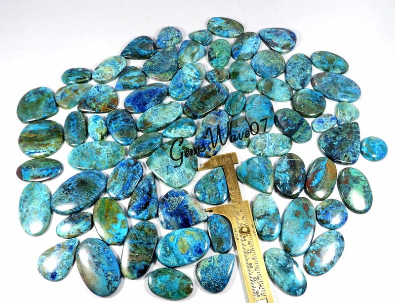 Natural Green Blue Shattuckite Cabochon Wholesale Lot 5000 Cts 128 Pcs Gemstone