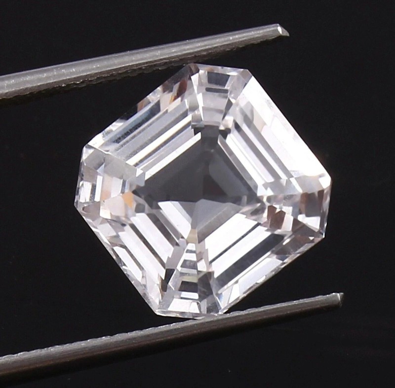 125 Ct AAA Natural White Sapphire Loose Asscher Cut Certified Flawless Gemstone gallery