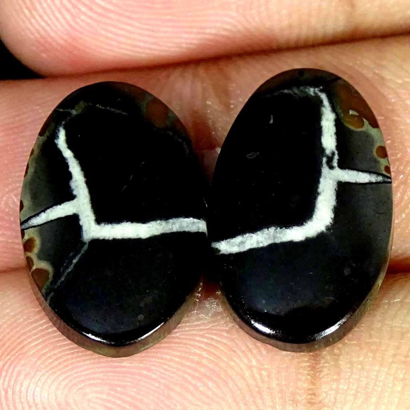 15.00Cts Natural Septarian Oval Pair Cabochon loose Gemstone 12x18x3mm