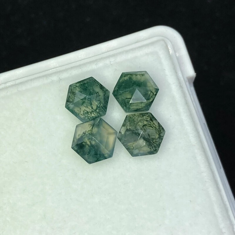 [WHOLESALE] NATURAL MOSS AGATE FACETED HEXAGON SHAPE LOOSE GEMSTONE gallery