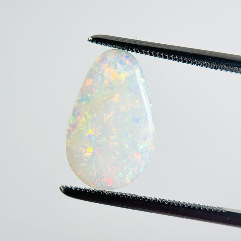 White Opal Multicolour 16x10x2 Cabochon Fossil Pear 2.30 Carat OPAL89