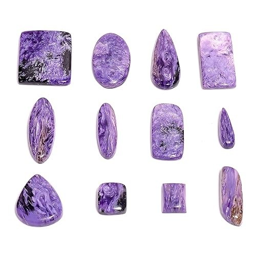 50 Carats Purple Charoite Loose Gemstone Wholesale Cabochons Lot 2Pcs gallery