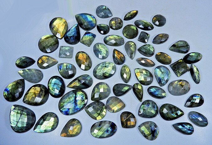 2500Cts NATURAL LABRADORITE CHECKER CUT MIX CABOCHON LOOSE GEMSTONE 60Pcs LOT