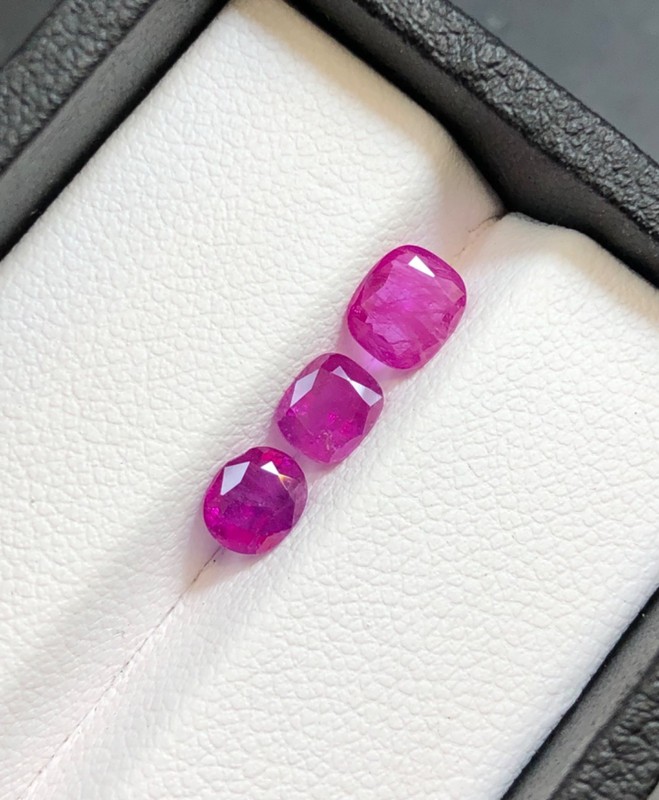 1.80 Cts Natural Ruby Pinkish Red Color 3 Piece ruby gemstone From Afghanistan gallery