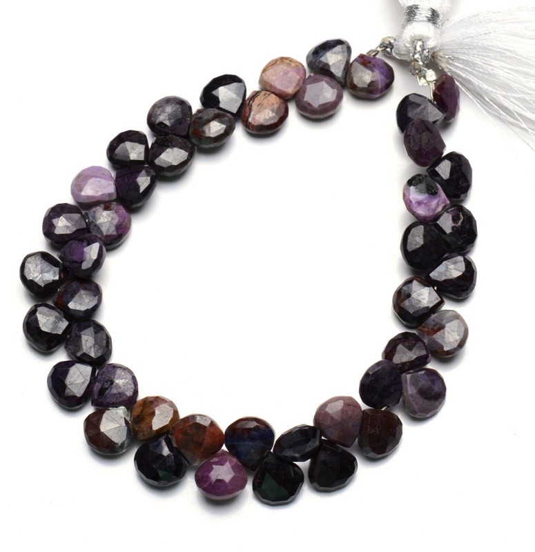 Natural Rare Gem Sugilite 8MM Size Faceted Heart Shape Beads 8″ Strand 96Cts.