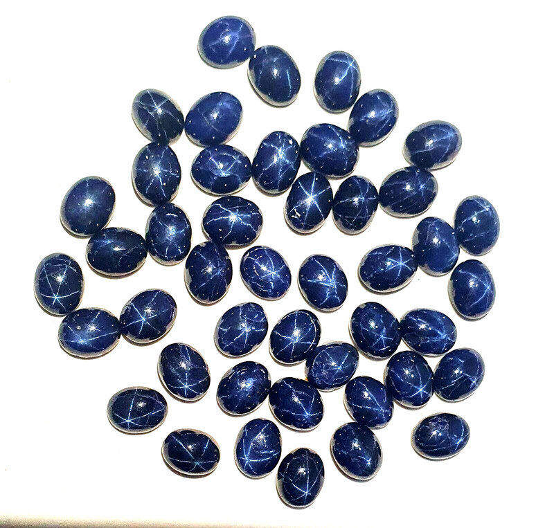 Natural Diffused Star Blue Sapphire Oval Cabochon Gemstone 5 Pcs 7*9 MM 17 CT gallery