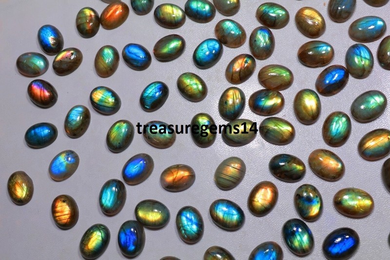 LABRADORITE 10X14 mm OVAL” 250 CT WHOLESALE LOT NATURAL MULTI FIRE CABOCHON