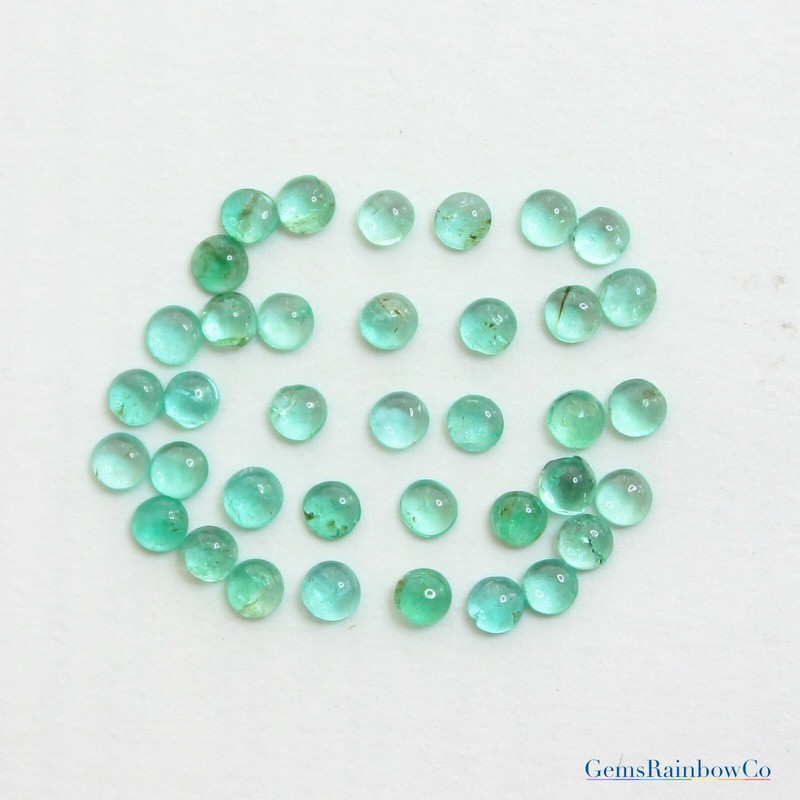 Zambian Emerald 2mm to 6mm Round Cabochons Loose Gemstones, #578, #677, #888.