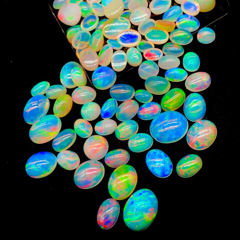 Opal Cabochon 9x7 mm Natural Fire Opal Loose Gemstone for Jewelry Making gallery