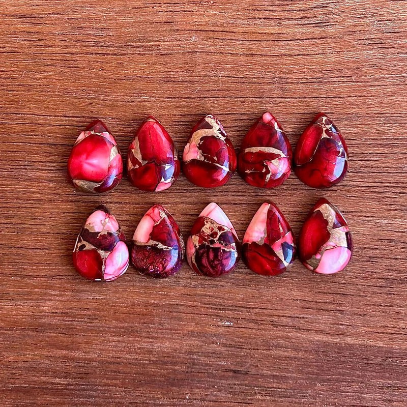 [WHOLESALE] RED BUFFALO COPPER TURQUOISE CABOCHON PEAR SHAPE LOOSE GEMSTONE